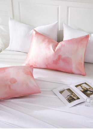 MR&HM Satin Pillowcase for Hair and Skin, Silk Satin Pillowcase 2 Pack, King Size Pillow Cases Set of 2, Silky Pillow Cover with Envelope Closure (20x40, Dream Pink) 