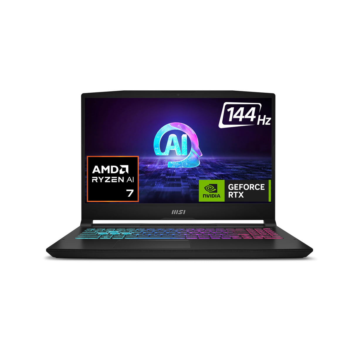 MSI Katana A15 AI, AMD 8th Gen. Ryzen 7 8840HS,Built-in AI, 40CM FHD 144Hz Gaming Laptop (16GB/512GB NVMe SSD/Windows 11 Home/MSO 2021/NVIDIA GeForce RTX 4050, GDDR6 6GB/Black/2.25Kg) B8VE-481IN 