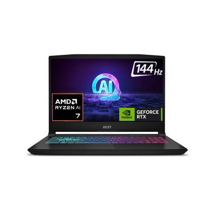 MSI Katana A15 AI, AMD 8th Gen. Ryzen 7 8840HS,Built-in AI, 40CM FHD 144Hz Gaming Laptop (16GB/512GB NVMe SSD/Windows 11 Home/MSO 2021/NVIDIA GeForce RTX 4050, GDDR6 6GB/Black/2.25Kg) B8VE-481IN 