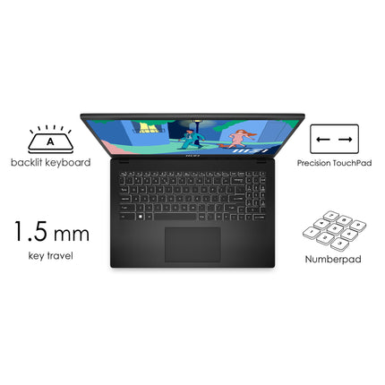 MSI Modern 15,AMD 7th Gen. Ryzen 5 7430U,40CM FHD 60Hz Thin & Light Laptop (16GB/512GB NVMe SSD/Windows 11 Home/Office 2021/AMD Radeon/Classic Black/1.75Kg) B7M-445IN 