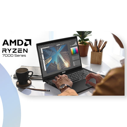 MSI Modern 15,AMD 7th Gen. Ryzen 5 7430U,40CM FHD 60Hz Thin & Light Laptop (16GB/512GB NVMe SSD/Windows 11 Home/Office 2021/AMD Radeon/Classic Black/1.75Kg) B7M-445IN 