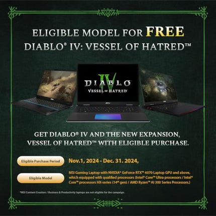 MSI Pulse 17 AI, Intel Core Ultra 7 155H, Built-in AI, 43CM 16:10 QHD+ 240Hz Gaming Laptop(16GB/1TB NVMe SSD/Windows 11 Home/NVIDIA GeForce RTX 4070, Core Black/2.8Kg), C1VGKG-031IN 