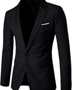 MUSTKEEM Men's Single Breasted Blazer, Polyester Viscose, Formal (in, Numeric, 40, Black) 