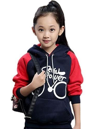 MYEONN Girls Cotton Graphic Print Full Sleeve Sweatshirt (Navy, 15-16 Years), Hooded 