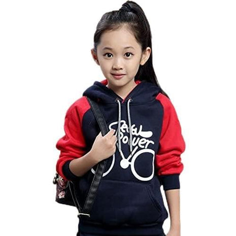 MYEONN Girls Cotton Graphic Print Full Sleeve Sweatshirt (Navy, 15-16 Years), Hooded 