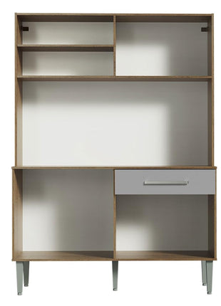 Madesa Compact Kitchen Set with Cabinets Ample Storage 120 Cm Wide with Multiple Compartments, 5 niches, 1 Drawers and PVC feet - Brown/Gray 