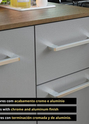 Madesa Compact Kitchen Set with Cabinets Ample Storage 120 Cm Wide with Multiple Compartments, 5 niches, 1 Drawers and PVC feet - Brown/Gray 