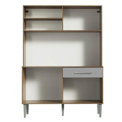 Madesa Compact Kitchen Set with Cabinets Ample Storage 120 Cm Wide with Multiple Compartments, 5 niches, 1 Drawers and PVC feet - Brown/Gray 