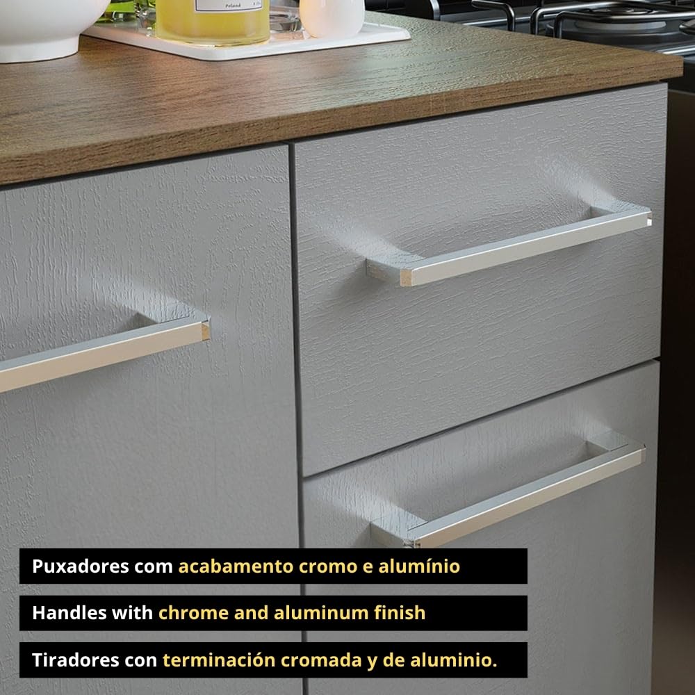 Madesa Compact Kitchen Set with Cabinets Ample Storage 120 Cm Wide with Multiple Compartments, 5 niches, 1 Drawers and PVC feet - Brown/Gray 