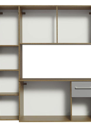 Madesa Compact Kitchen Set with Cabinets Ample Storage 120 Cm Wide with Multiple Compartments, 8 niches, 1 Drawers and Suspended Kitchen - Brown/Gray 