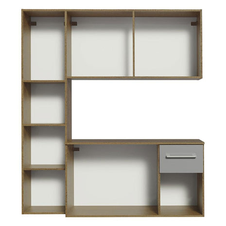 Madesa Compact Kitchen Set with Cabinets Ample Storage 120 Cm Wide with Multiple Compartments, 8 niches, 1 Drawers and Suspended Kitchen - Brown/Gray 