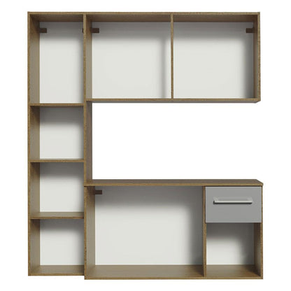 Madesa Compact Kitchen Set with Cabinets Ample Storage 120 Cm Wide with Multiple Compartments, 8 niches, 1 Drawers and Suspended Kitchen - Brown/Gray 