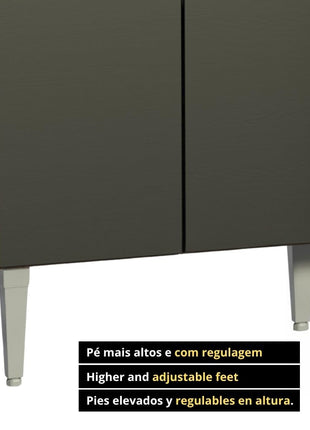 Madesa Compact Kitchen Set with Cabinets Ample Storage 229 Cm Wide with Multiple Compartments, 10 niches, 1 Drawers and PVC feet - Brown/Black 