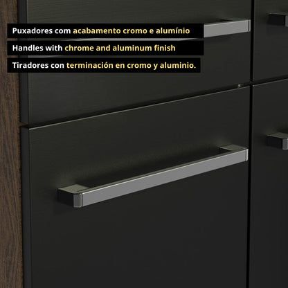 Madesa Compact Kitchen Set with Cabinets Ample Storage 229 Cm Wide with Multiple Compartments, 10 niches, 1 Drawers and PVC feet - Brown/Black 