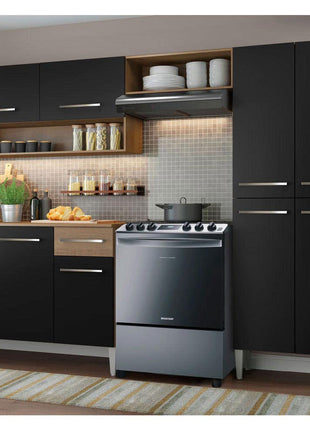 Madesa Compact Kitchen Set with Cabinets Ample Storage 229 Cm Wide with Multiple Compartments, 10 niches, 1 Drawers and PVC feet - Brown/Black 