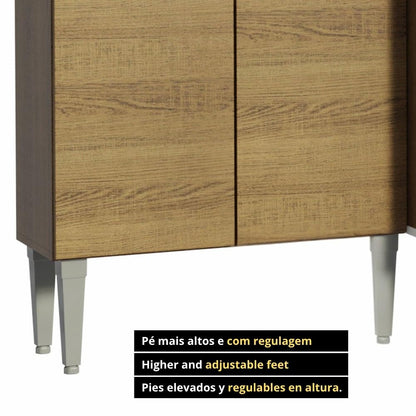 Madesa Full Modular Kitchen Complete Set with Cabinets Ample Storage 229 Cm Wide with Multiple Compartments, 4 Cabinets, 2 Pull-Out Drawers, Wall Hang - Brown 