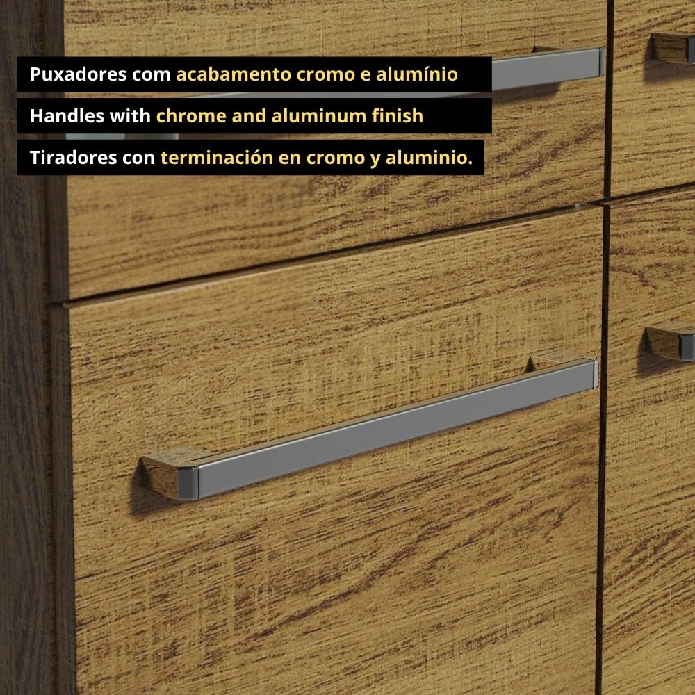 Madesa Full Modular Kitchen Complete Set with Cabinets Ample Storage 229 Cm Wide with Multiple Compartments, 4 Cabinets, 2 Pull-Out Drawers, Wall Hang - Brown 