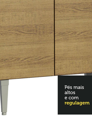 Madesa Full Modular Kitchen Complete Set with Cabinets Ample Storage 229 Cm Wide with Multiple Compartments, 4 Cabinets, 2 Pull-Out Drawers, Wall Hang - Brown, Wood 