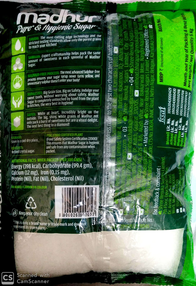 Madhur Pure Sugar, 5kg Bag 