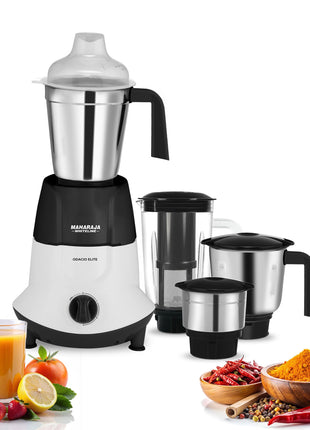 Maharaja Whiteline Odacio Elite Mixer Grinder With 4 Jars | 750 Watt | 20,000 RMP Motor | Stainless Steel Blade | 2 Years Warranty | Black & White 