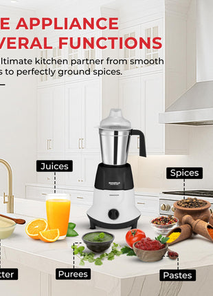 Maharaja Whiteline Odacio Elite Mixer Grinder With 4 Jars | 750 Watt | 20,000 RMP Motor | Stainless Steel Blade | 2 Years Warranty | Black & White 
