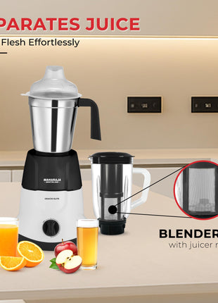 Maharaja Whiteline Odacio Elite Mixer Grinder With 4 Jars | 750 Watt | 20,000 RMP Motor | Stainless Steel Blade | 2 Years Warranty | Black & White 