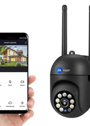 Maizic Smarthome Black Mini Fox 360° 3MP Full HD Smart Wi-Fi Security Camera, Wireless Indoor CCTV Cam | AI Person Detection | 2-Way Audio | Motion Detection | Color Night Vision CCTV Camera 