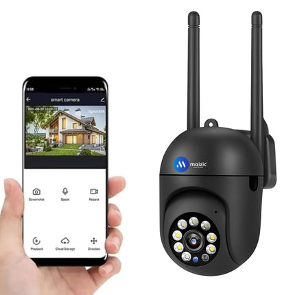 Maizic Smarthome Black Mini Fox 360° 3MP Full HD Smart Wi-Fi Security Camera, Wireless Indoor CCTV Cam | AI Person Detection | 2-Way Audio | Motion Detection | Color Night Vision CCTV Camera 