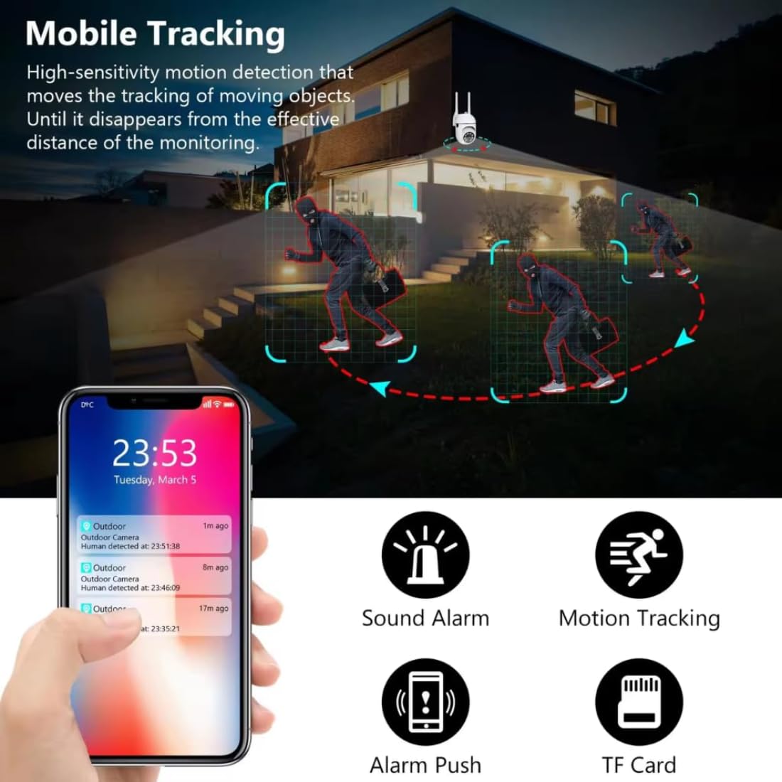 Maizic Smarthome Sricam Series 5 MP FHD 1440p Resolution, Full Color Night Vision, Two Way Audio, AI Human Detection, Motion Detection, PTZ Function, 360 Deg. CCTV Camera (Dual Lens) 