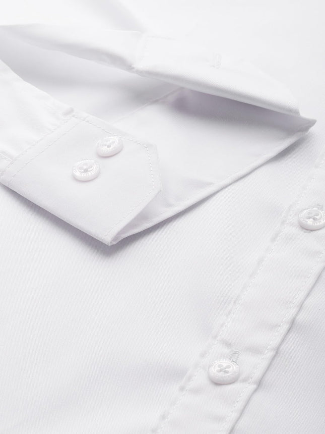 Majestic Man Pure Cotton Solid Slim Fit Casual Shirt for Men (Milky White, Medium) 