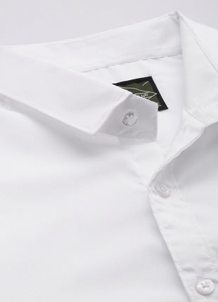 Majestic Man Pure Cotton Solid Slim Fit Casual Shirt for Men (Milky White, Medium) 