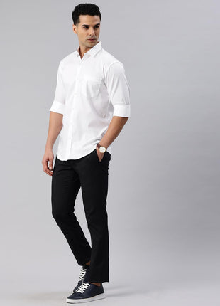Majestic Man Pure Cotton Solid Slim Fit Casual Shirt for Men (Milky White, Medium) 
