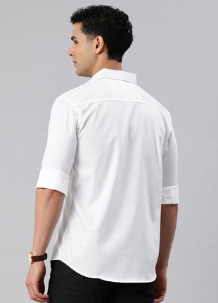 Majestic Man Pure Cotton Solid Slim Fit Casual Shirt for Men (Milky White, Medium) 