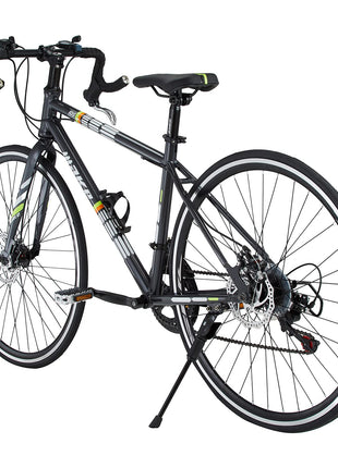 Make 700C Road Bike | 14-Speed Shimano Gear System | Dual Disc Brakes | Lightweight Alloy Rims | Durable 18-Inch Steel Frame | Unisex Bicycle for Sports & Fitness | Easy Assembly, Sleek Black Design 