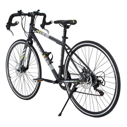 Make 700C Road Bike | 14-Speed Shimano Gear System | Dual Disc Brakes | Lightweight Alloy Rims | Durable 18-Inch Steel Frame | Unisex Bicycle for Sports & Fitness | Easy Assembly, Sleek Black Design 
