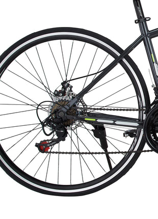 Make 700C Road Bike | 14-Speed Shimano Gear System | Dual Disc Brakes | Lightweight Alloy Rims | Durable 18-Inch Steel Frame | Unisex Bicycle for Sports & Fitness | Easy Assembly, Sleek Black Design 