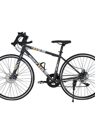 Make 700C Road Bike | 14-Speed Shimano Gear System | Dual Disc Brakes | Lightweight Alloy Rims | Durable 18-Inch Steel Frame | Unisex Bicycle for Sports & Fitness | Easy Assembly, Sleek Black Design 