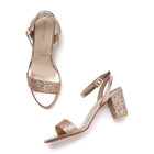 Marc Loire Women's Casual Soft Comfortable Gold Block Heels,Size: 3 
