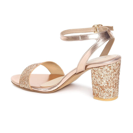 Marc Loire Women's Casual Soft Comfortable Gold Block Heels,Size: 3 