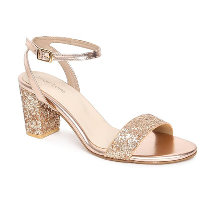 Marc Loire Women's Casual Soft Comfortable Gold Block Heels,Size: 3 