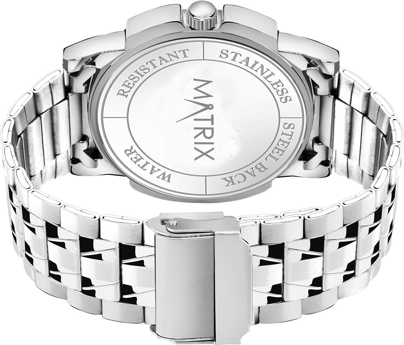 Matrix Black, Blue, White Dial, Day & Date Functioning, Stainless Steel Strap Analog Watch for Men & Women (Green) 
