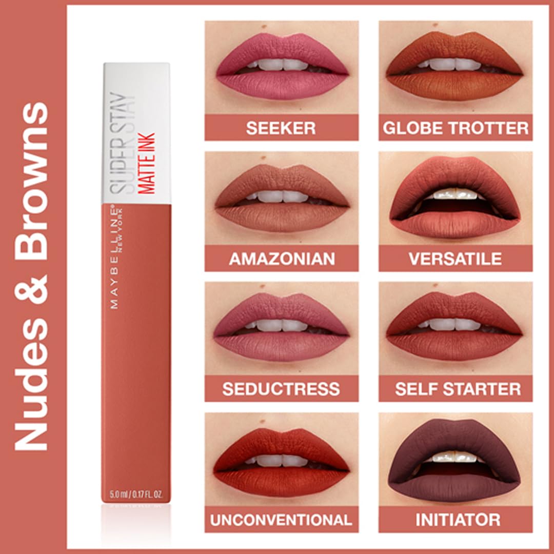 Maybelline New York Liquid Matte Lipstick, Long Lasting, 16hr Wear, Superstay Matte Ink, 20 Pioneer, 5ml 