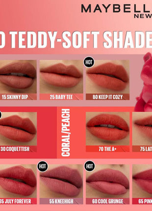 Maybelline New York Super Stay Teddy Tint - Lip and Cheek Color, Skinny Dip, 5ml | Teddy Soft Matte up to 12Hr | Multi Use | Comfortable Long wear formula |Buildable |Natural flushed look in one swipe 