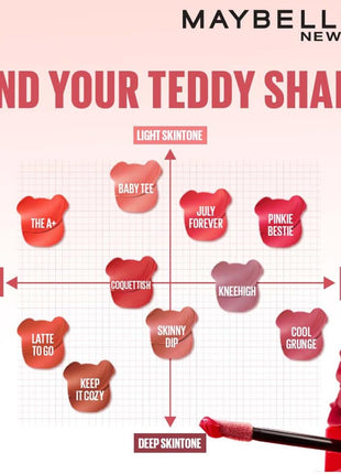 Maybelline New York Super Stay Teddy Tint - Lip and Cheek Color, Skinny Dip, 5ml | Teddy Soft Matte up to 12Hr | Multi Use | Comfortable Long wear formula |Buildable |Natural flushed look in one swipe 