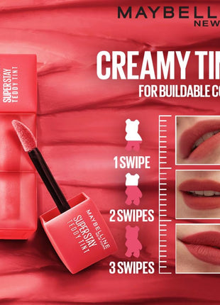 Maybelline New York Super Stay Teddy Tint - Lip and Cheek Color, Skinny Dip, 5ml | Teddy Soft Matte up to 12Hr | Multi Use | Comfortable Long wear formula |Buildable |Natural flushed look in one swipe 