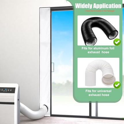Memrita Sliding Door Seal Kit with Mesh Screen, Double Layer Seal Kit Insulate Heat and Reflect Sun Light, 10 x 76~92 Inches for Portable Air Conditioner Fit Both 5" and 5.9" Exhaust Hose 