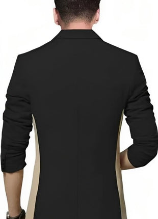 Men's Single Breasted Casual, Formal, Party, Wedding Blazer, Black and Beige (in, Numeric, 44, Sandel) 