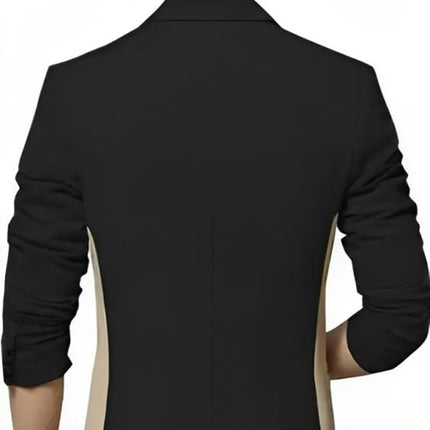 Men's Single Breasted Casual, Formal, Party, Wedding Blazer, Black and Beige (in, Numeric, 44, Sandel) 