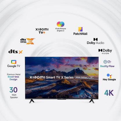 Mi Xiaomi 138 cm (55 inches) X Series 4K LED Smart Google TV L55MA-AIN (Black) 