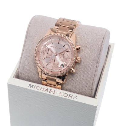 Michael Kors Stainless Steel Analog Gold Dial Women Watch-Mk6357, Rose Gold Band 